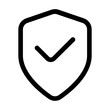 © umar - Secure Icon - Protection Shield with Check Mark, Safety Confirmation Symbol, Digital Security Graphic, Privacy Settings Icon, Safe Process Completion Emblem, Trust Assurance Pictogram