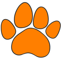black outline orange animal paw illustration