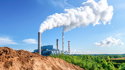 Sticker - A large industrial plant is spewing smoke into the sky