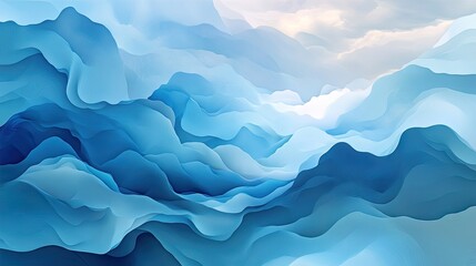 Canvas Print - An abstract representation of sky and clouds in soothing light blue hues, creating a dreamy atmosphere filled with flowing shapes