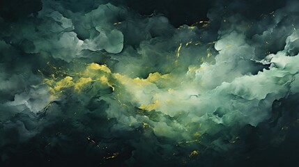 Wall Mural - Abstract Green and Gold Clouds