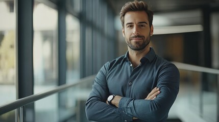 Canvas Print - Confident Man in Modern Office Setting