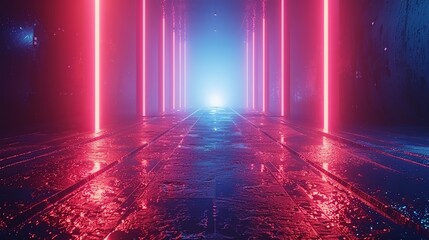 Canvas Print - Neon Lights Corridor