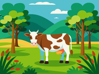 cartoon style cow vector illustration background 