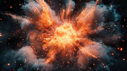Wall Mural - Colorful Fireworks Explosion Isolated on Black Background