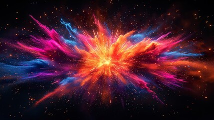 Wall Mural - Fireworks Explosion with Colorful Trails and Bursts