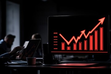 Poster - Graph showing upward trend on computer screen