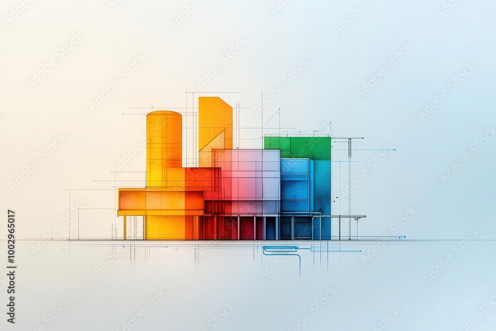Technical drawing of a renewable energy microgrid, showing solar panels ...