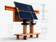 © Natalia - Technical drawing of a solar panel array, showing panel alignment, wiring, and mounting structures, technical drawings, renewable energy design