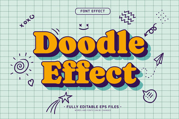 Doodle text effect, editable vector style