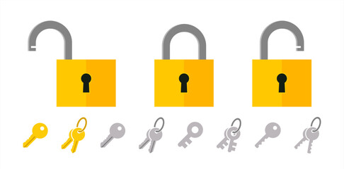 Poster - Key, padlock and keyhole icon set. vector 10eps.