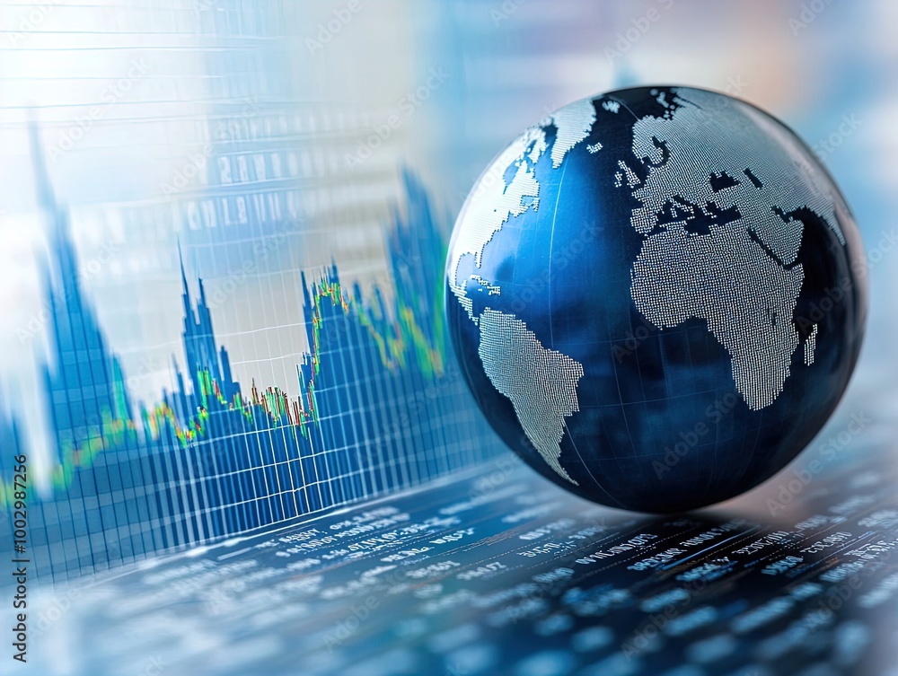 Global Growth: Stunning Earth Sphere on Market Data Page, Surrounded by ...
