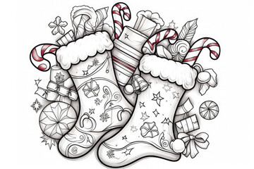 Christmas stocking , a coloring page for adults and kids