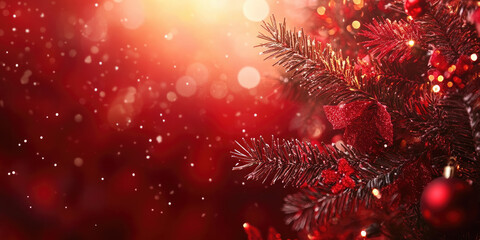 Wall Mural - christmas balls ornament hangs gracefully on a snow-dusted evergreen branch, creating a festive and 