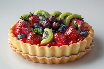 Wall Mural - Delicious Fruit Tart with Strawberries, Kiwi, and Blueberries