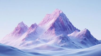 Wall Mural - A majestic snow-capped mountain peak rises above a vast white landscape