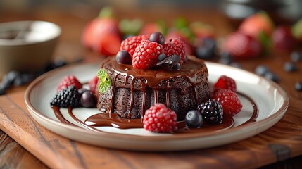 Poster - Chocolate Lava Cake with Berries