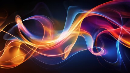 Wall Mural - vivid abstract light waves on dark background