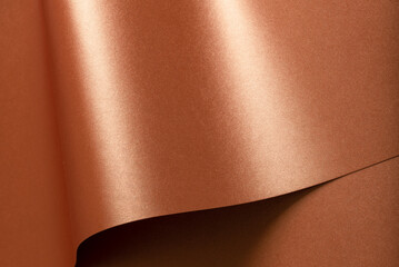 Aufkleber - Copper metallic texture with glossy, reflective folds. Designer paper with a smooth, shiny surface and subtle curves. Decorative and minimal with a modern aesthetic, highlighting