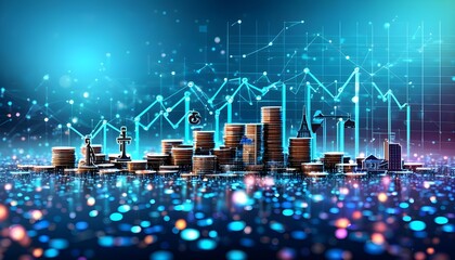 Poster - Dynamic financial growth analysis with commercial charts highlighting success and savings potential in a competitive market environment