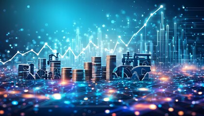 Poster - Dynamic financial growth analysis with commercial charts highlighting success and savings potential in a competitive market environment