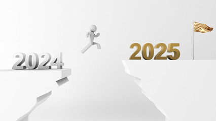 Goals moving forward to 2025,Road to 2025, white background image,3d rendering