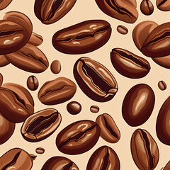 coffee bean illustration pattern background