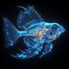 Poster - Transparent fish illustration on a black background.