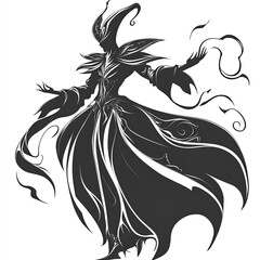 Wall Mural - Jester Silhouette, Illustration Isolated On White Background