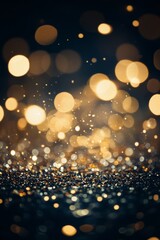 Poster - Sparkling golden dust illuminated against a dark background creates a magical atmosphere