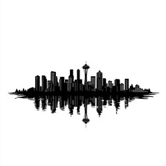 Poster - Seattle Skyline Silhouette, Illustration Isolated On White Background