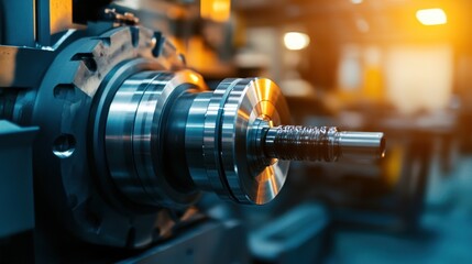 Poster - A close-up of a precision machining tool in an industrial workshop.