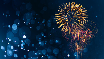 Wall Mural - fireworks with abstract bokeh background