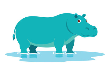 Wall Mural - hippopotamus in the water clean silhouette color I.eps