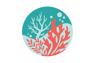 Wall Mural - Minimalist in a circle artwork make a simple Coral Reefs design M.eps