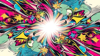 Wall Mural - Abstract colorful background with flowers. Generative Ai.