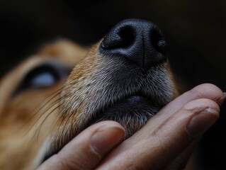 Wall Mural - dog in hand