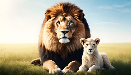 Majestic lion and gentle lamb in serene harmony