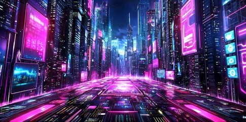 An abstract stylized blue and red background image of a futuristic smart city