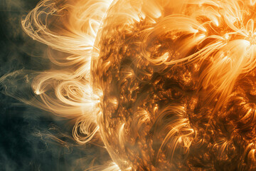 a close up of a sun with a lot of smoke coming out of it