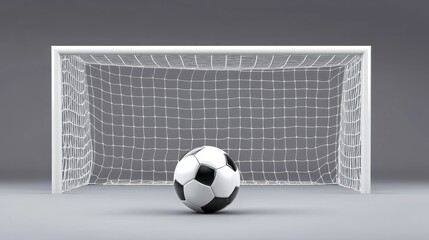 A soccer ball is in the back of the net with the goal frame.