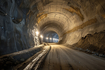 A tunnel with a road inside of it