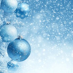 Wall Mural - blue christmas background with snowflakes and christmas balls