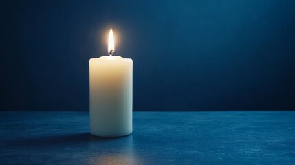 Poster - A single candle burning brightly in a dimly lit room, symbolizing the inner reflection of Yom Kippur personal atonement 