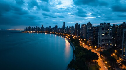 Wall Mural - Aerial view of Mumbai during Diwali with buildings glowing in bright lights and fireworks illuminating the sky vibrant celebration 