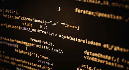 Closeup of programming codes on a computer screen.