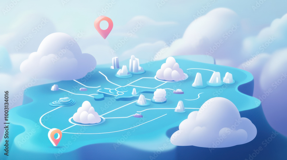vibrant and imaginative cloud landscape featuring various cloud ...