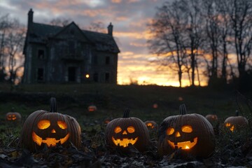 An evening of glowing pumpkins and haunted mansions on Halloween.