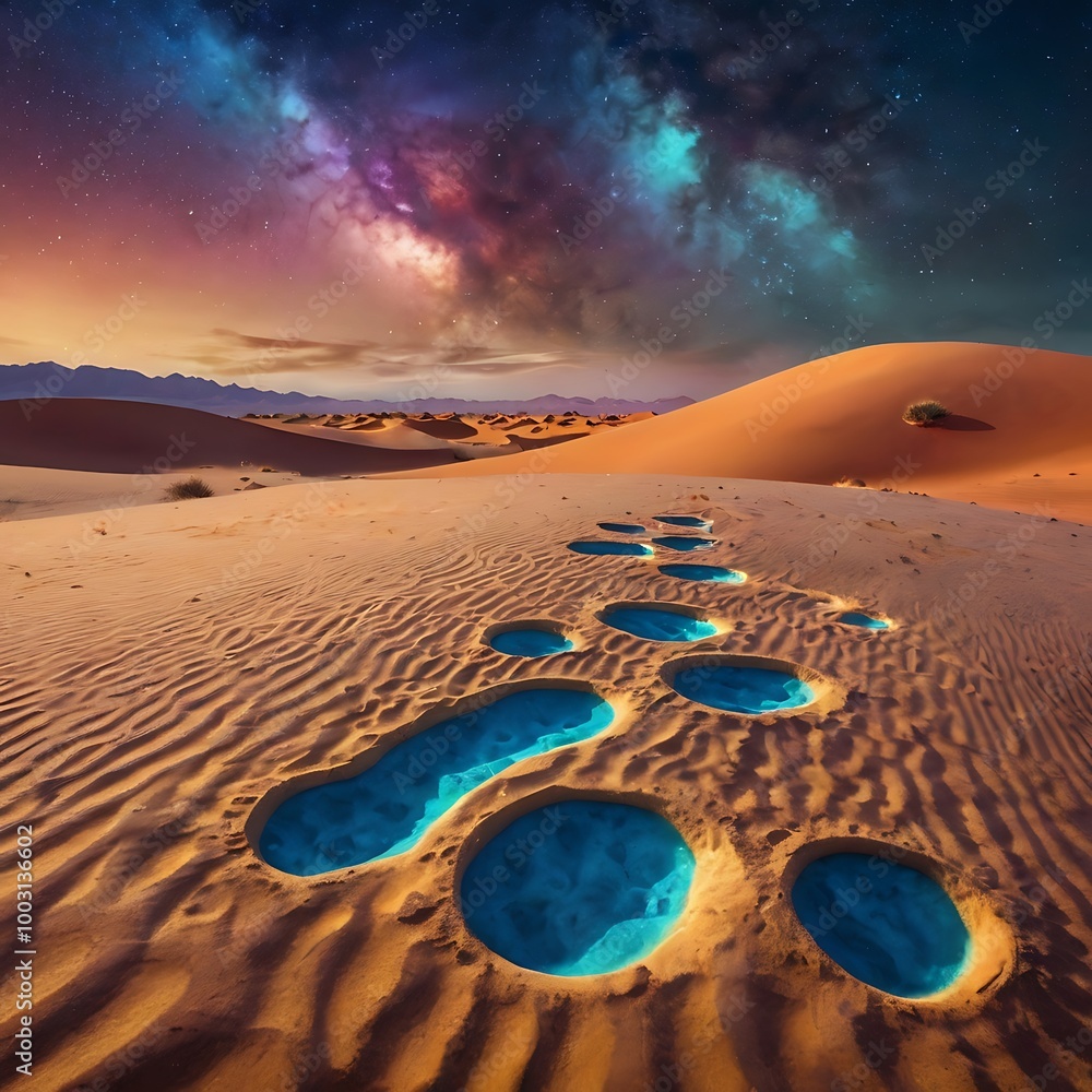 surreal desert with colorful dunes and flo Generative AI Stock ...