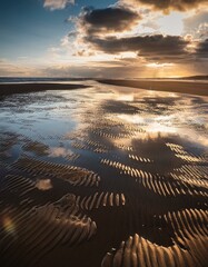 Sand ripples at sunset